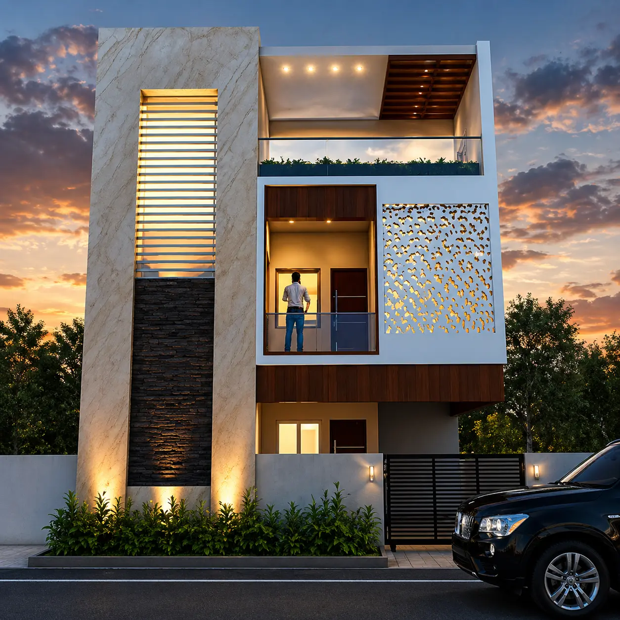 Modern-home-at-sunset-with-lush-greenery.webp